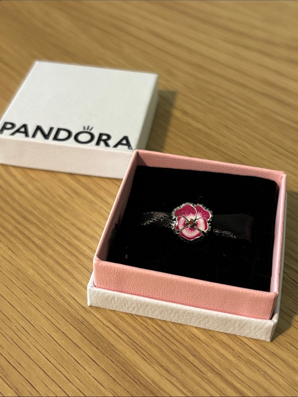 Authentic Pandora Pink Pansy Charm (comes with box)